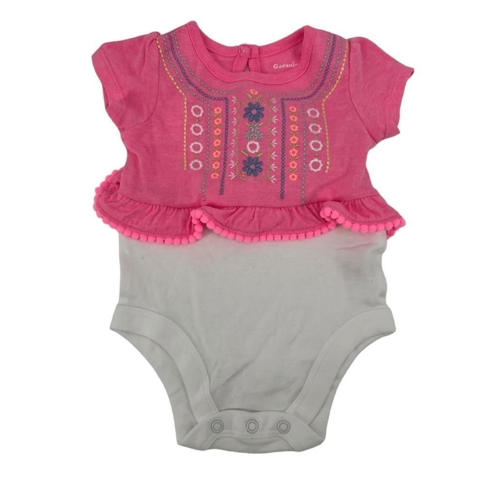 Garanimals Pink Floral Embroidered Crop Top Onesie Size 0-3 Months Girl's